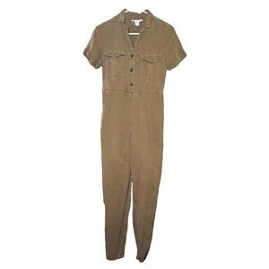 C&C California Brown Linen Lightweight Jumpsuit